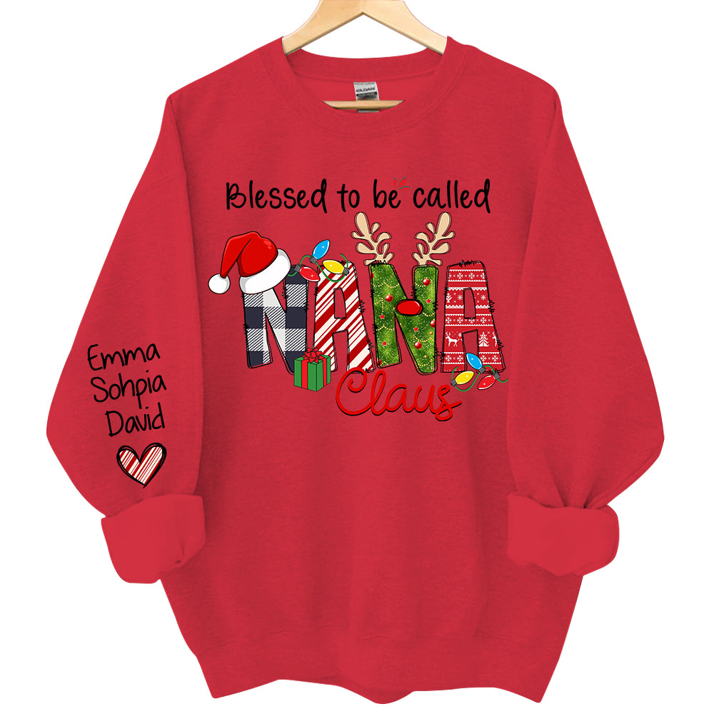 Blessed to be called Nana Claus - Personalized Grandma With Grandkids Name Shirt