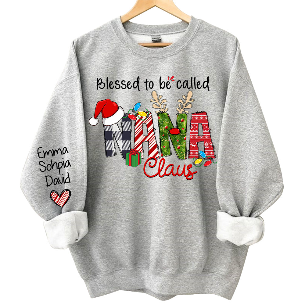 Blessed to be called Nana Claus - Personalized Grandma With Grandkids Name Shirt