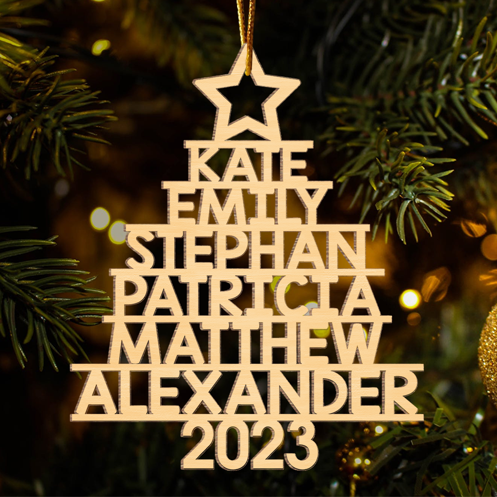 Family Christmas Tree - Family Personalized Custom Ornament - Wood Custom Shaped - Christmas Gift For Family Members New