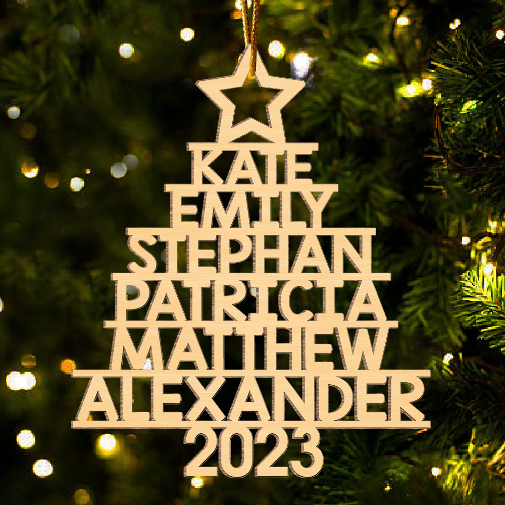 Family Christmas Tree - Family Personalized Custom Ornament - Wood Custom Shaped - Christmas Gift For Family Members New