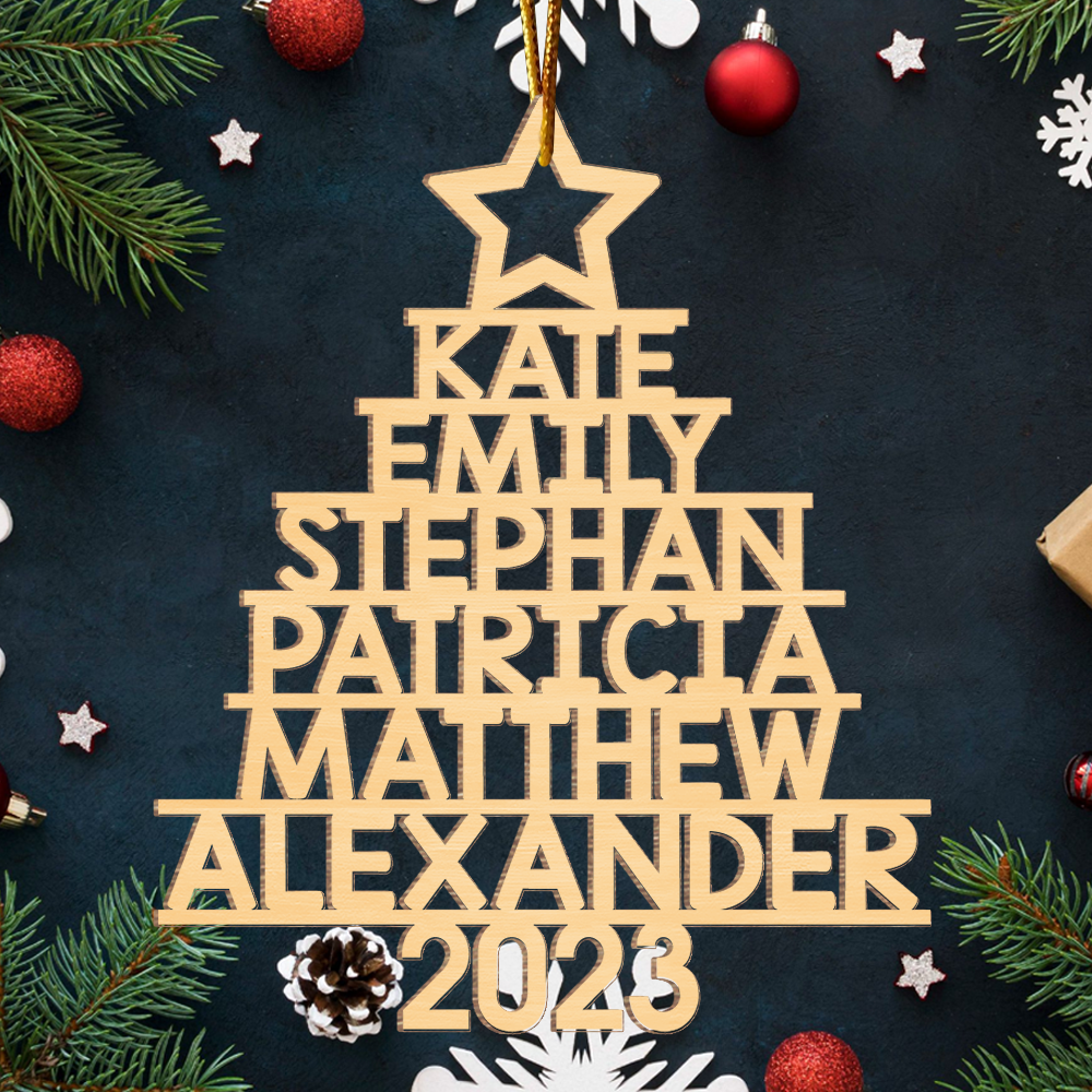 Family Christmas Tree - Family Personalized Custom Ornament - Wood Custom Shaped - Christmas Gift For Family Members New