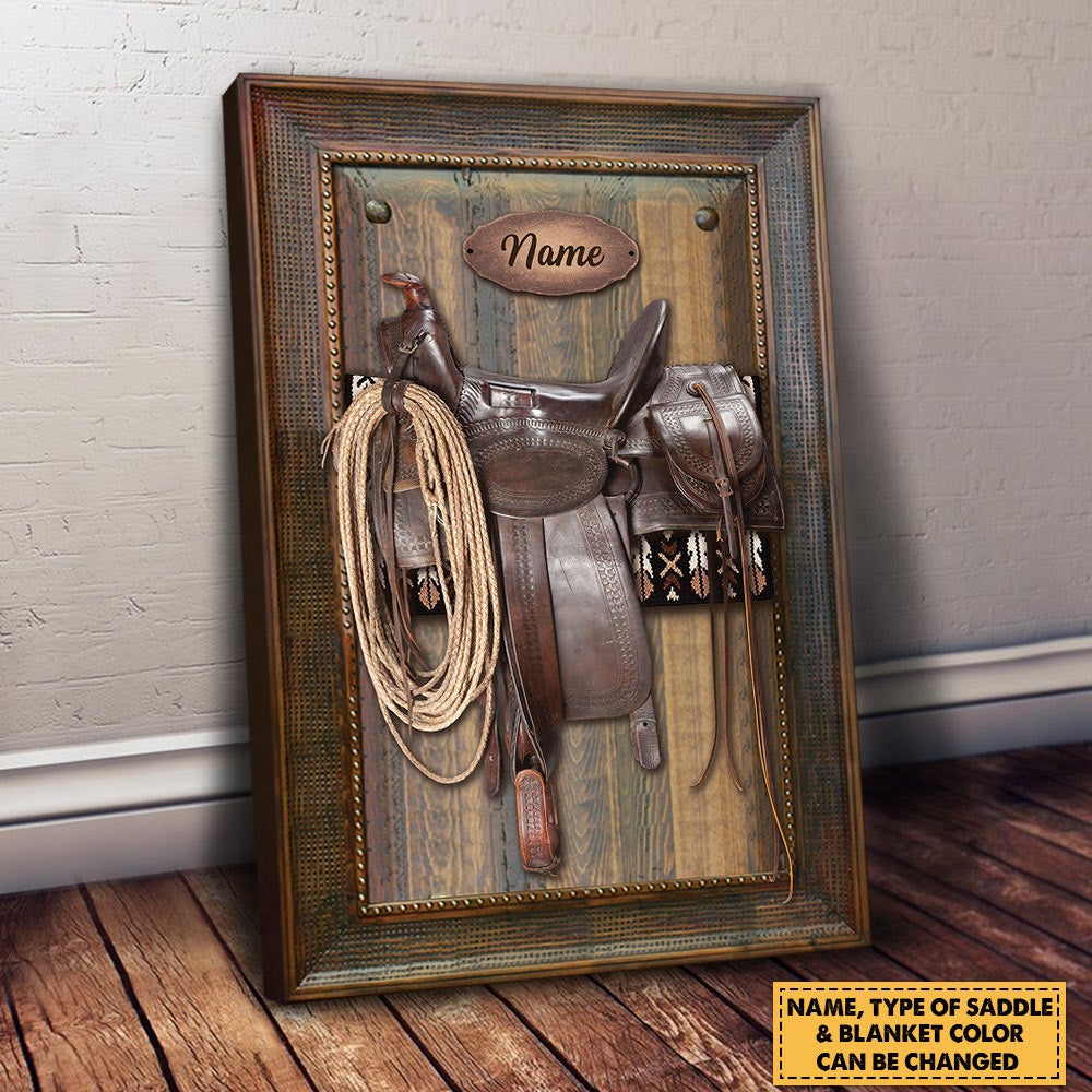 Saddle Wood Pattern Personalized Canvas For Horse Lovers - Custom Gifts For Cowboy Cowgirl