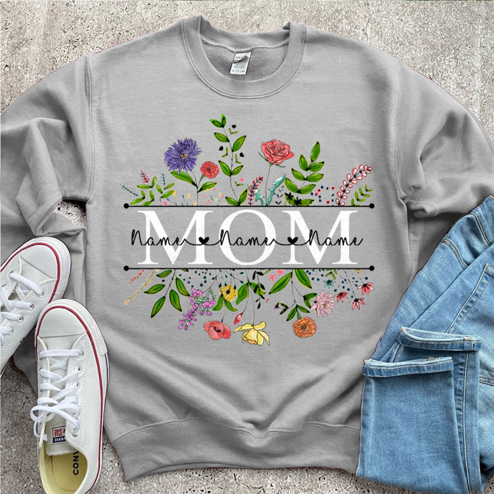 Personalized Wildflowers Mom And Grandkids Name Shirts For Mom