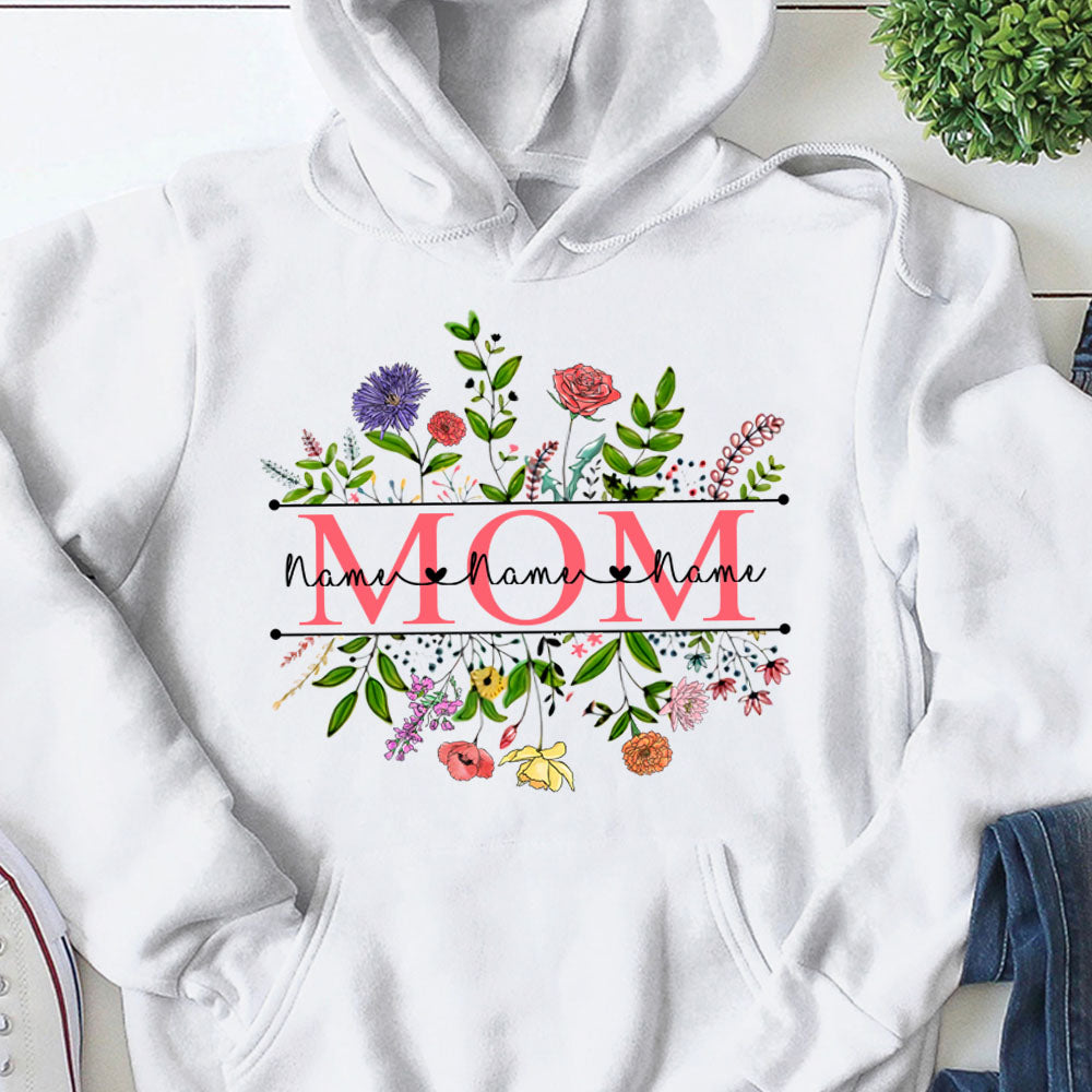 Personalized Wildflowers Mom And Grandkids Name Shirts For Mom