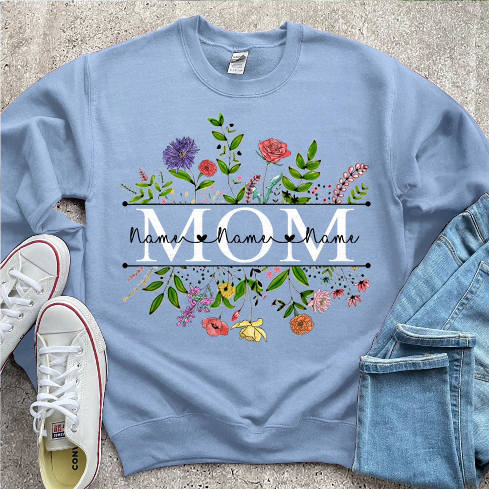 Personalized Wildflowers Mom And Grandkids Name Shirts For Mom