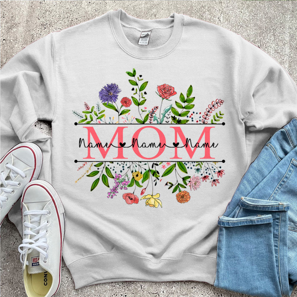 Personalized Wildflowers Mom And Grandkids Name Shirts For Mom