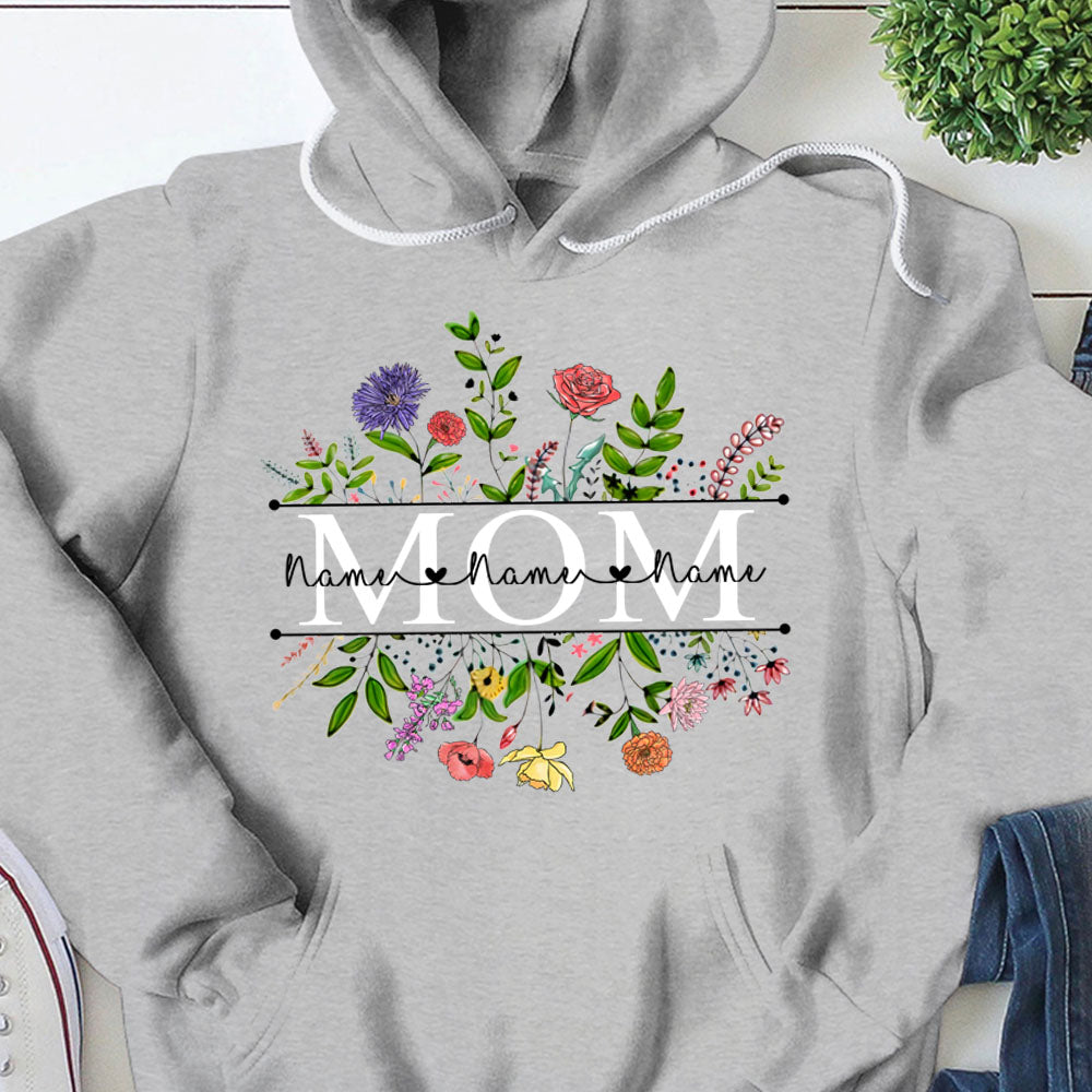 Personalized Wildflowers Mom And Grandkids Name Shirts For Mom