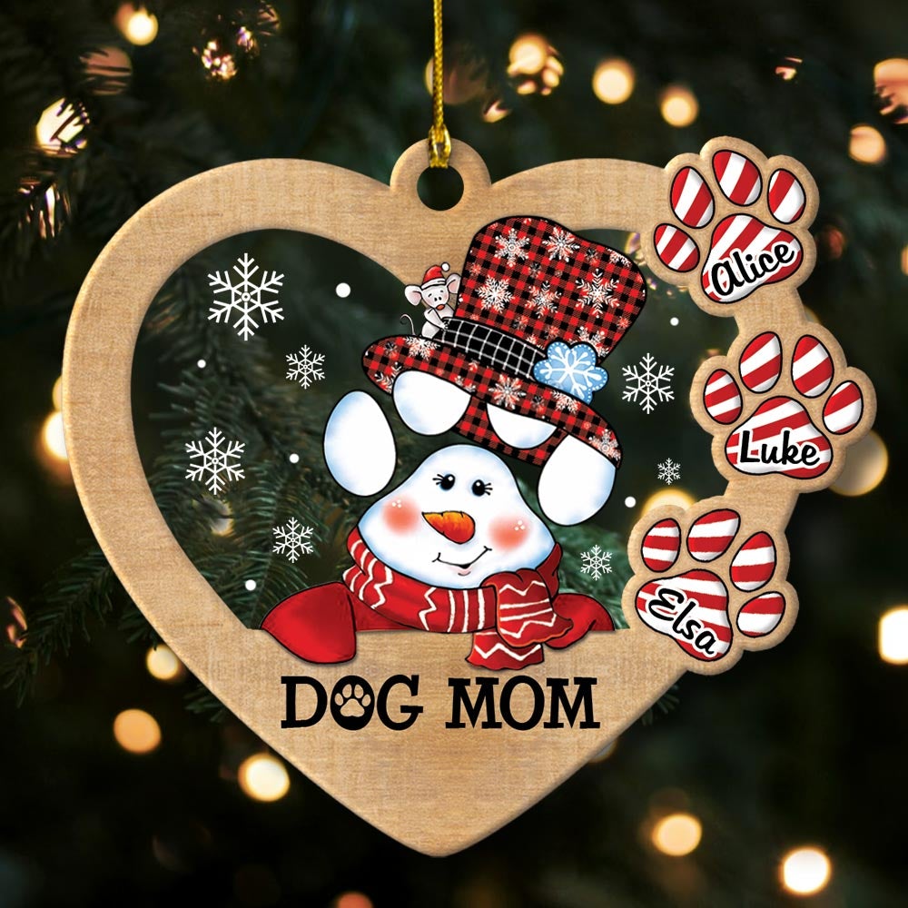 Dog Mom Snowman Custom Ornament