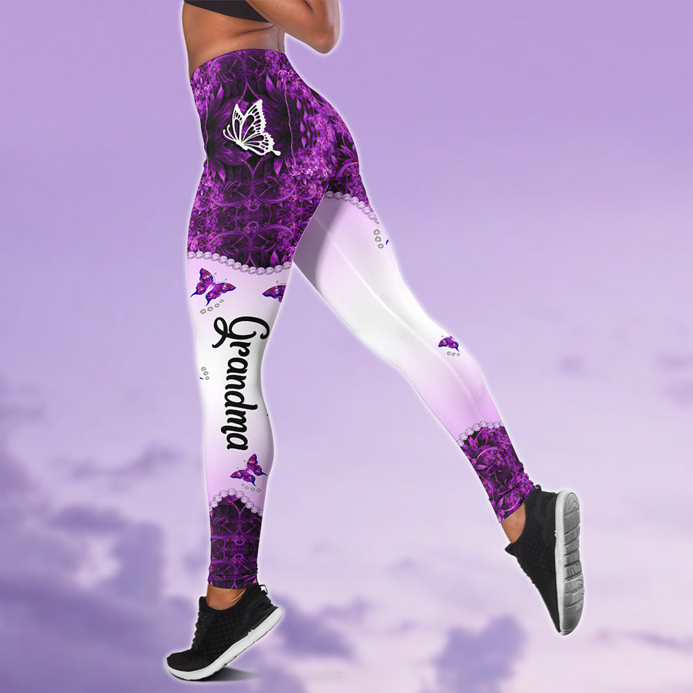 Grandma Butterflies Custom All Over Print Shirt Legging For Grandma Nana
