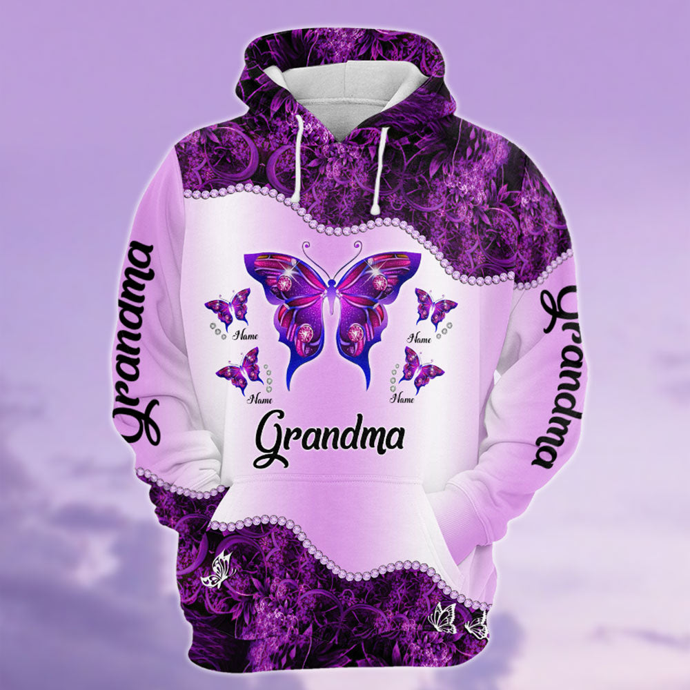 Grandma Butterflies Custom All Over Print Shirt Legging For Grandma Nana
