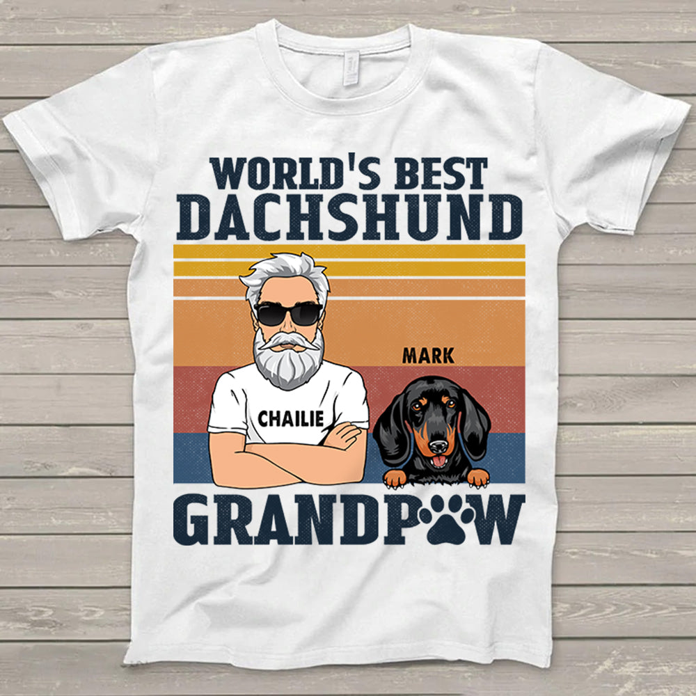 Personalized World's Best Dachshund Grandpaw Shirt Gift For Dachshund Grandpa