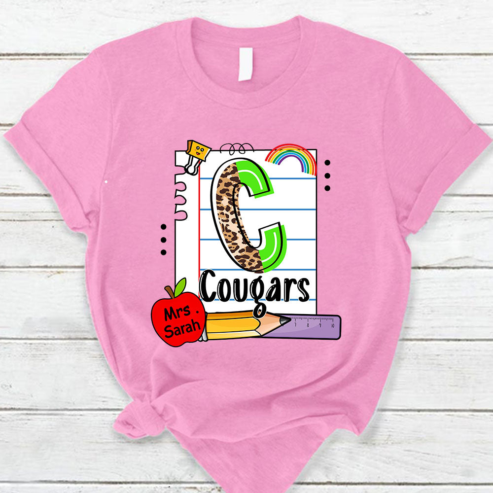 Personalized Cougars School Mascot Lined Paper Shirt