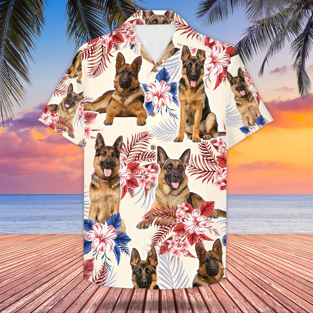 German Shepherd Usa Flag Hawaiian Shirt For Dog Lovers - Hawaiian Shirt For German Shepherd Lovers