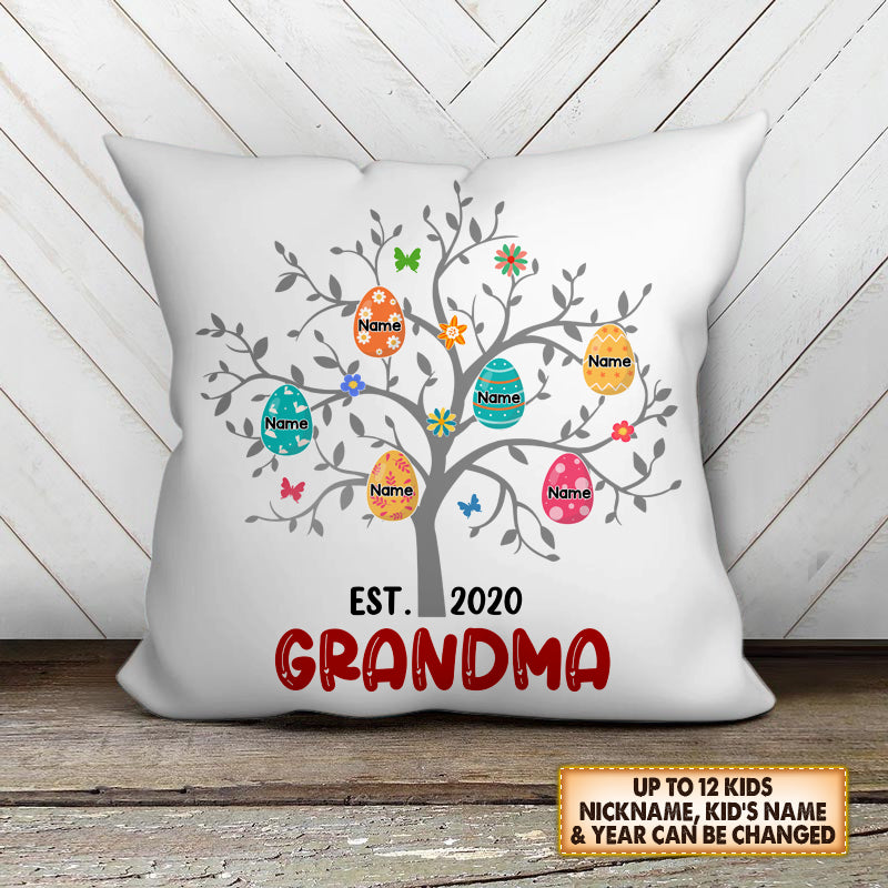 Personalized Est. Year Grandma, Pillow For Grandma, Easter Tree