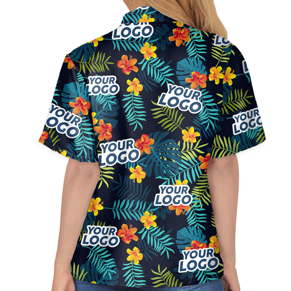 Custom Photo Tropical Vibes Only - Company Logo Personalized Custom Unisex Tropical Hawaiian Shirt - Summer Vacation Gift, Gift For Coworker, Team Members