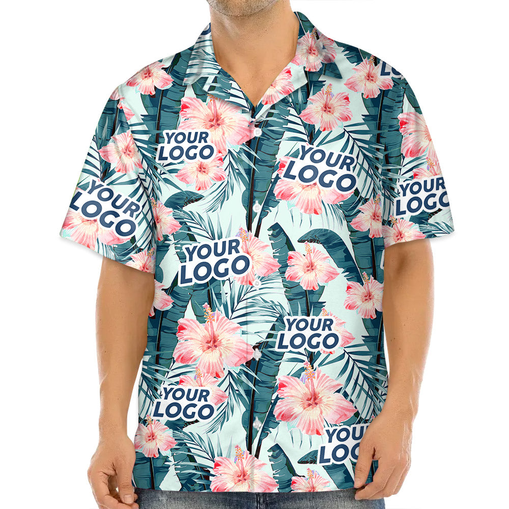 Custom Photo Tropical Vibes Only - Company Logo Personalized Custom Unisex Tropical Hawaiian Shirt - Summer Vacation Gift, Gift For Coworker, Team Members