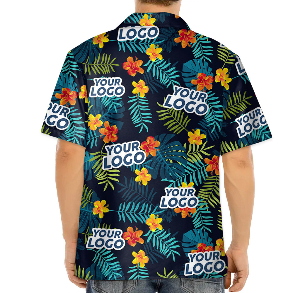 Custom Photo Tropical Vibes Only - Company Logo Personalized Custom Unisex Tropical Hawaiian Shirt - Summer Vacation Gift, Gift For Coworker, Team Members