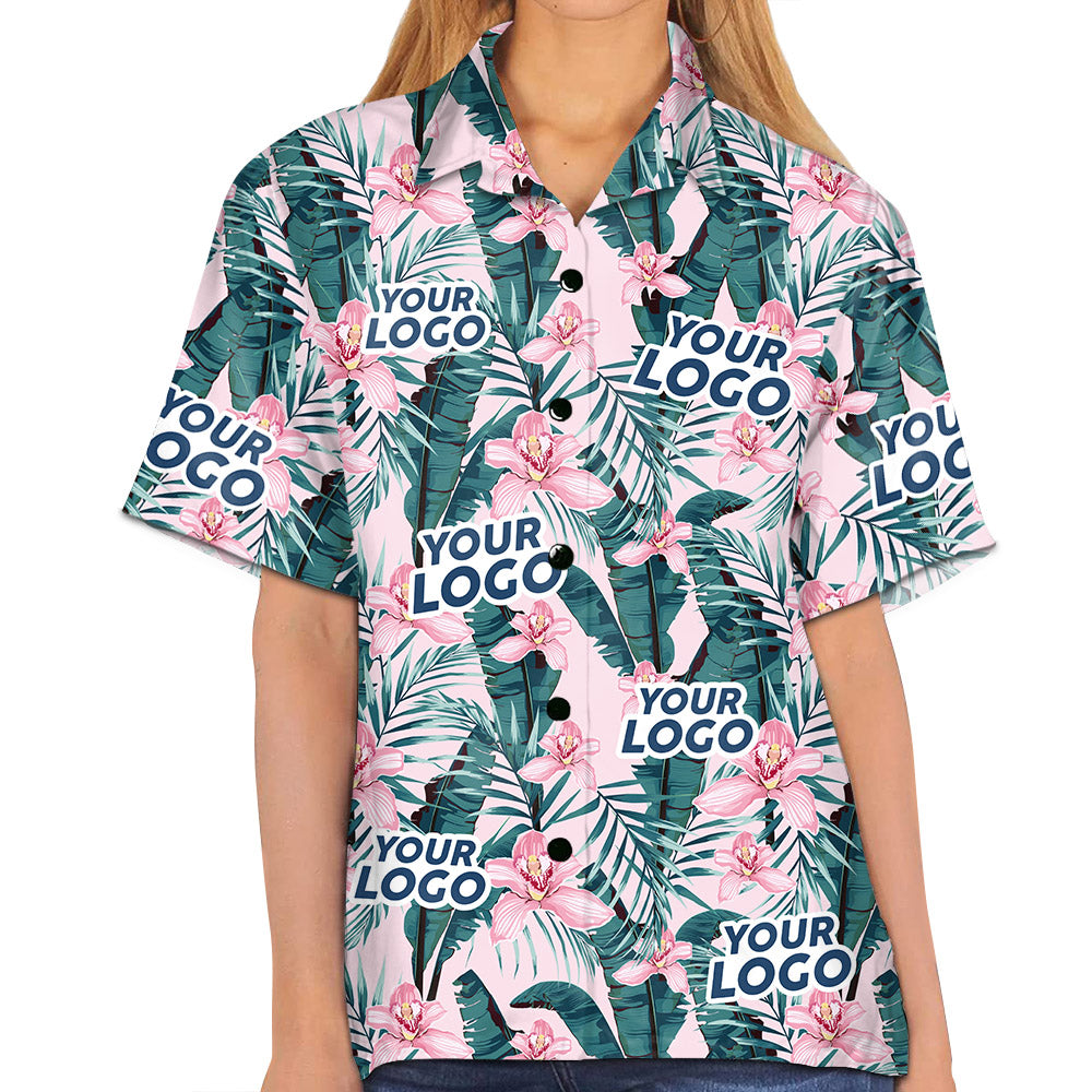 Custom Photo Tropical Vibes Only - Company Logo Personalized Custom Unisex Tropical Hawaiian Shirt - Summer Vacation Gift, Gift For Coworker, Team Members
