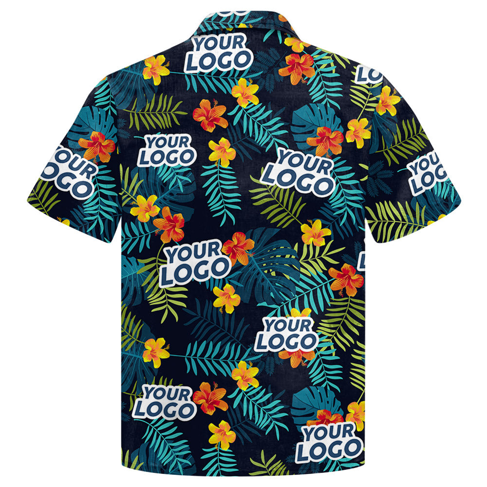 Custom Photo Tropical Vibes Only - Company Logo Personalized Custom Unisex Tropical Hawaiian Shirt - Summer Vacation Gift, Gift For Coworker, Team Members