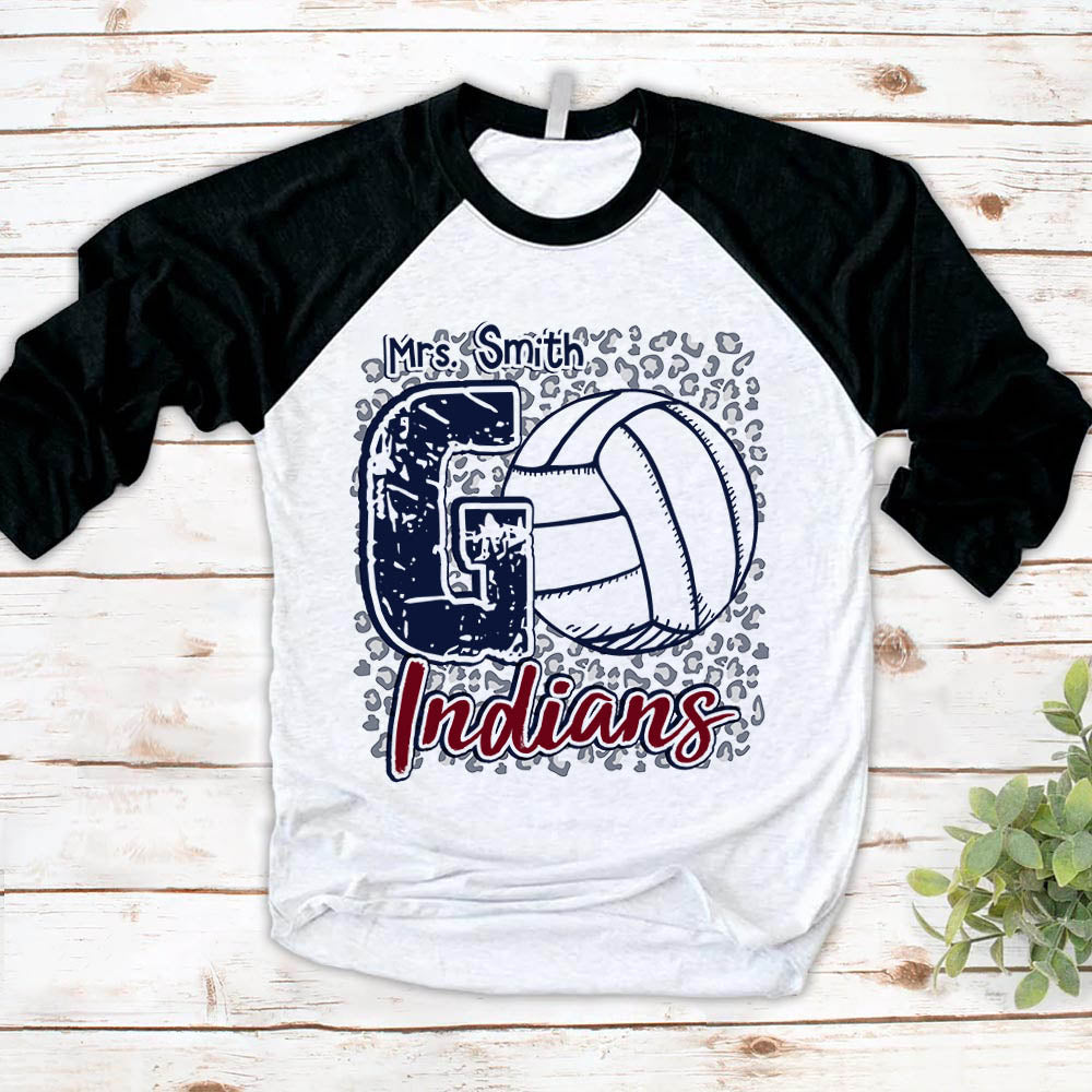 Personalized Go Indians School Spirit School Pride School Mascot Sport Team Leopard Shirt Hk10