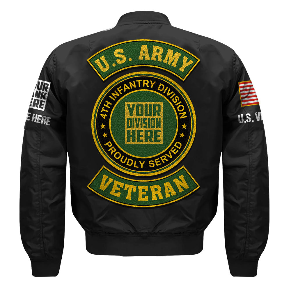 Custom Bomber Jackets US Military Veteran Custom Branch Logo Division Personalized Gift For Veteran K1702