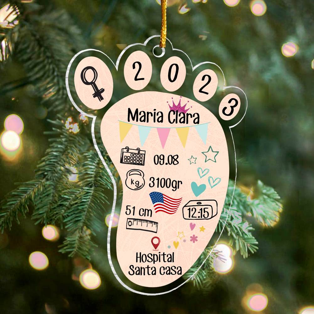 Baby’s First Christmas Personalized New Born Baby Footprint Ornament vr2 - TT01