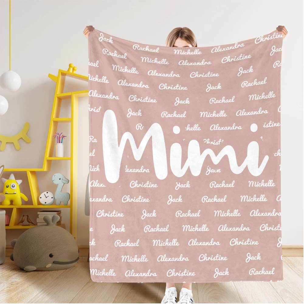Grandma & Grandpa Blanket, Custom Name Blanket, Fleece, Sherpa Blanket, Personalized Family Name Blanket