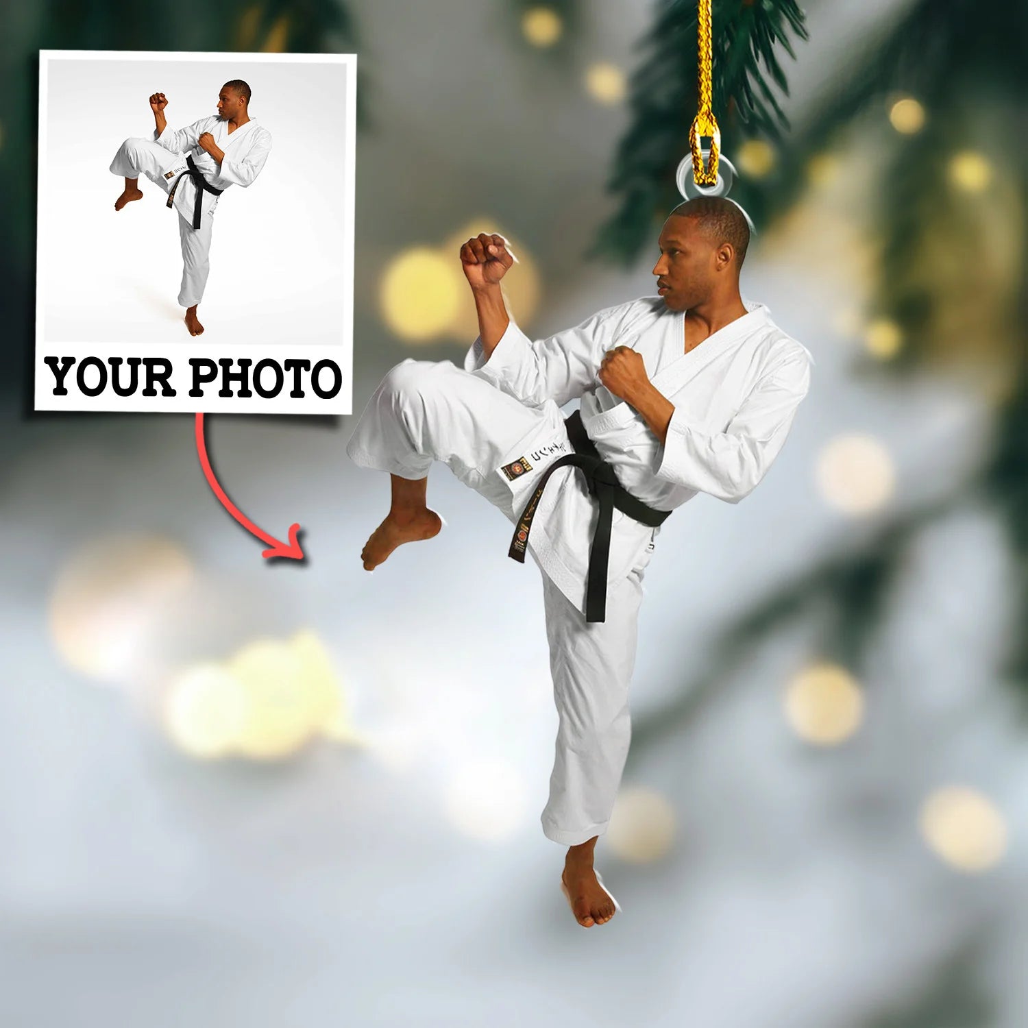 Custom Photo Ornament Gift For Karate Player - Personalized Photo Ornament Gift For Karate Lovers - Custom Karate Christmas Ornaments