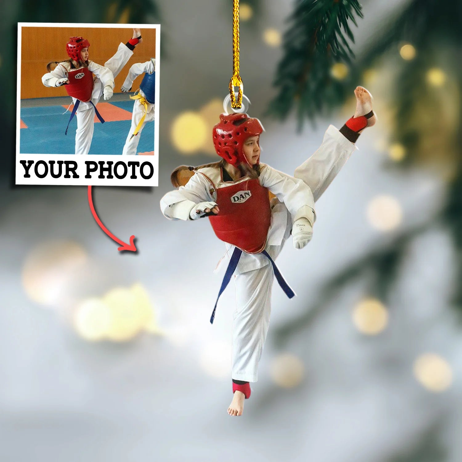 Custom Photo Ornament Gift For Karate Player - Personalized Photo Ornament Gift For Karate Lovers - Custom Karate Christmas Ornaments