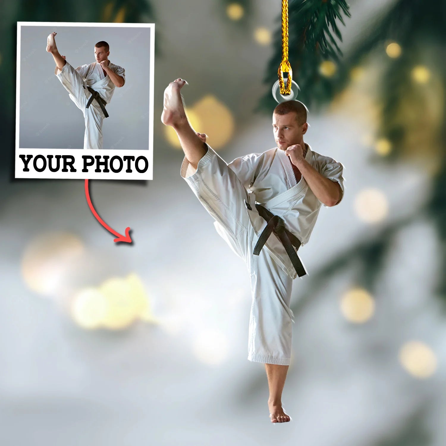 Custom Photo Ornament Gift For Karate Player - Personalized Photo Ornament Gift For Karate Lovers - Custom Karate Christmas Ornaments