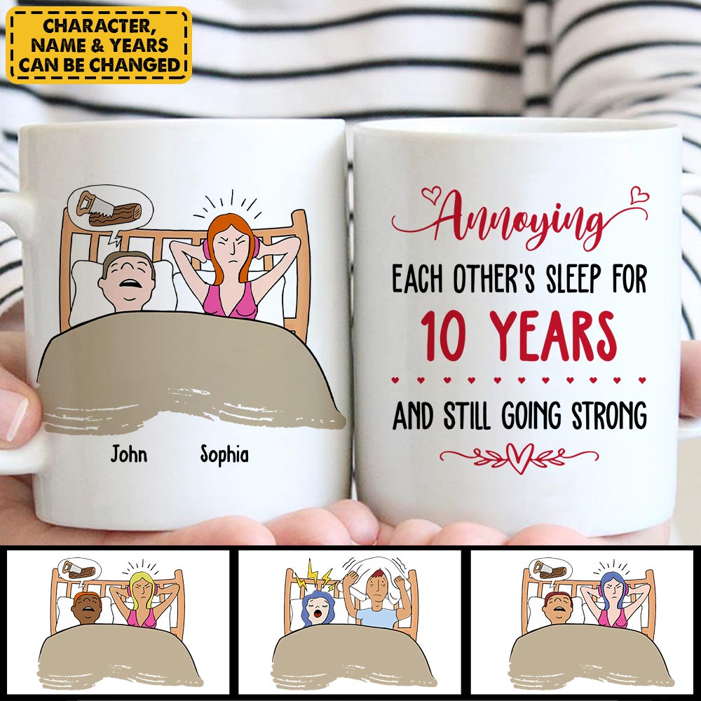 Personalized Mug Gift For Couple - Annoying Each Other Sleep For Years - Custom Funny Valentine Day Gift For Couple
