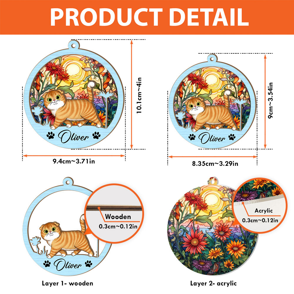 Cat Suncatcher Personalized Ornament, Pet Christmas Ornament, Cat Ornament