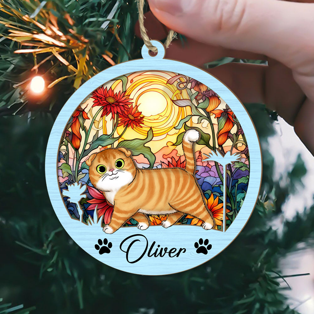 Cat Suncatcher Personalized Ornament, Pet Christmas Ornament, Cat Ornament