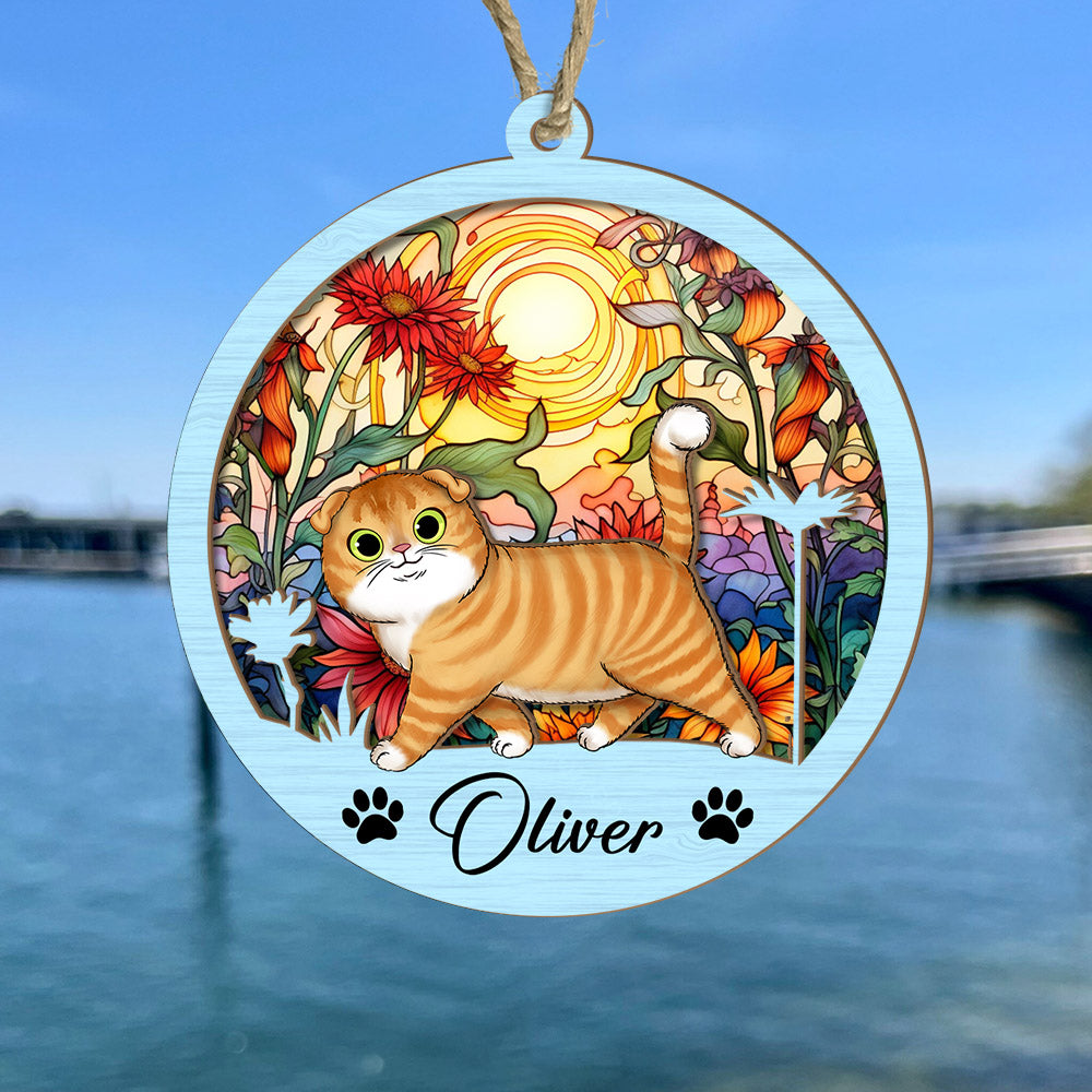 Cat Suncatcher Personalized Ornament, Pet Christmas Ornament, Cat Ornament