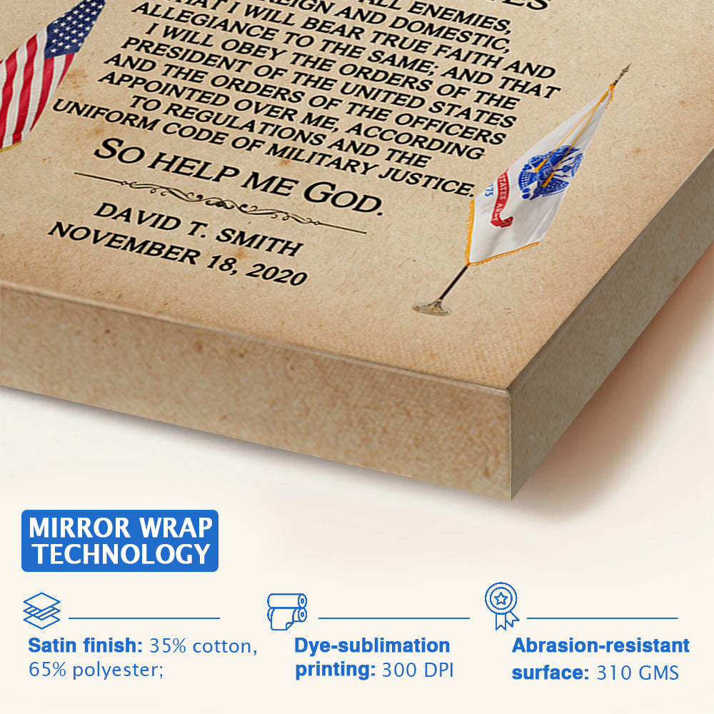 Personalized Canvas And Poster Oath of Enlistment Military Gift For Veterans K1702