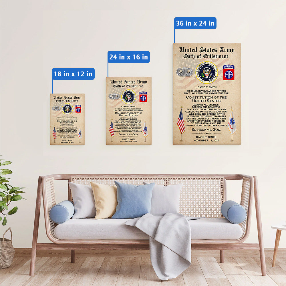 Personalized Canvas And Poster Oath of Enlistment Military Gift For Veterans K1702