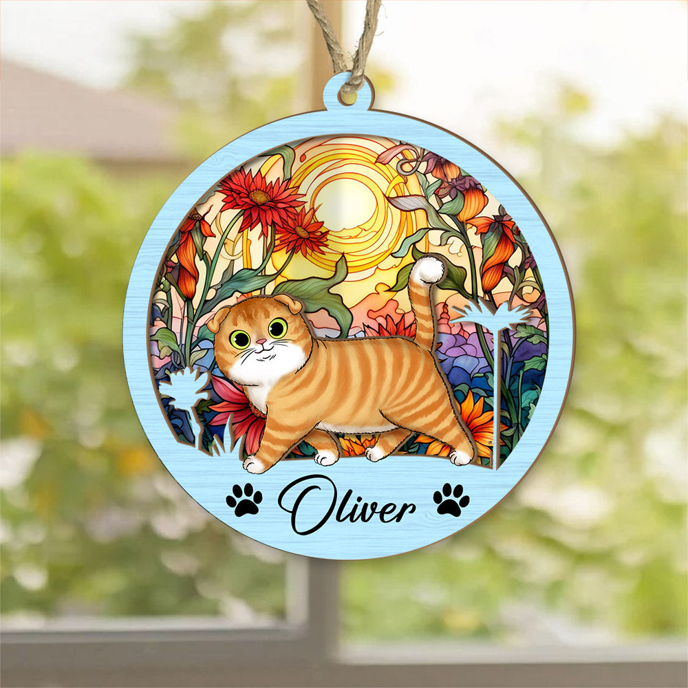 Cat Suncatcher Personalized Ornament, Pet Christmas Ornament, Cat Ornament