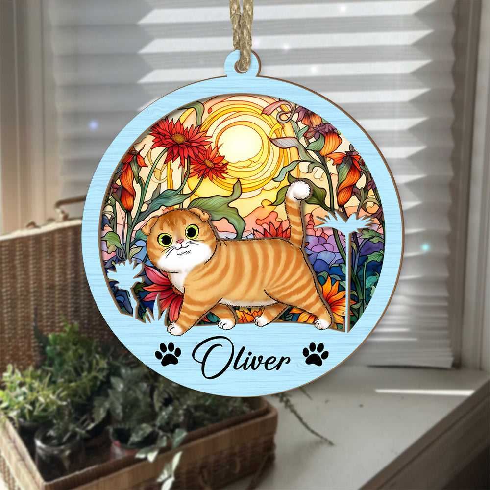 Cat Suncatcher Personalized Ornament, Pet Christmas Ornament, Cat Ornament