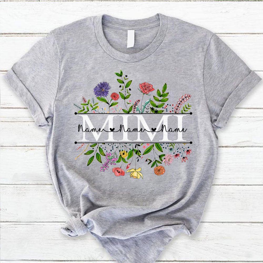 Personalized Wildflowers Mimi And Grandkids Name Shirts For Mimi