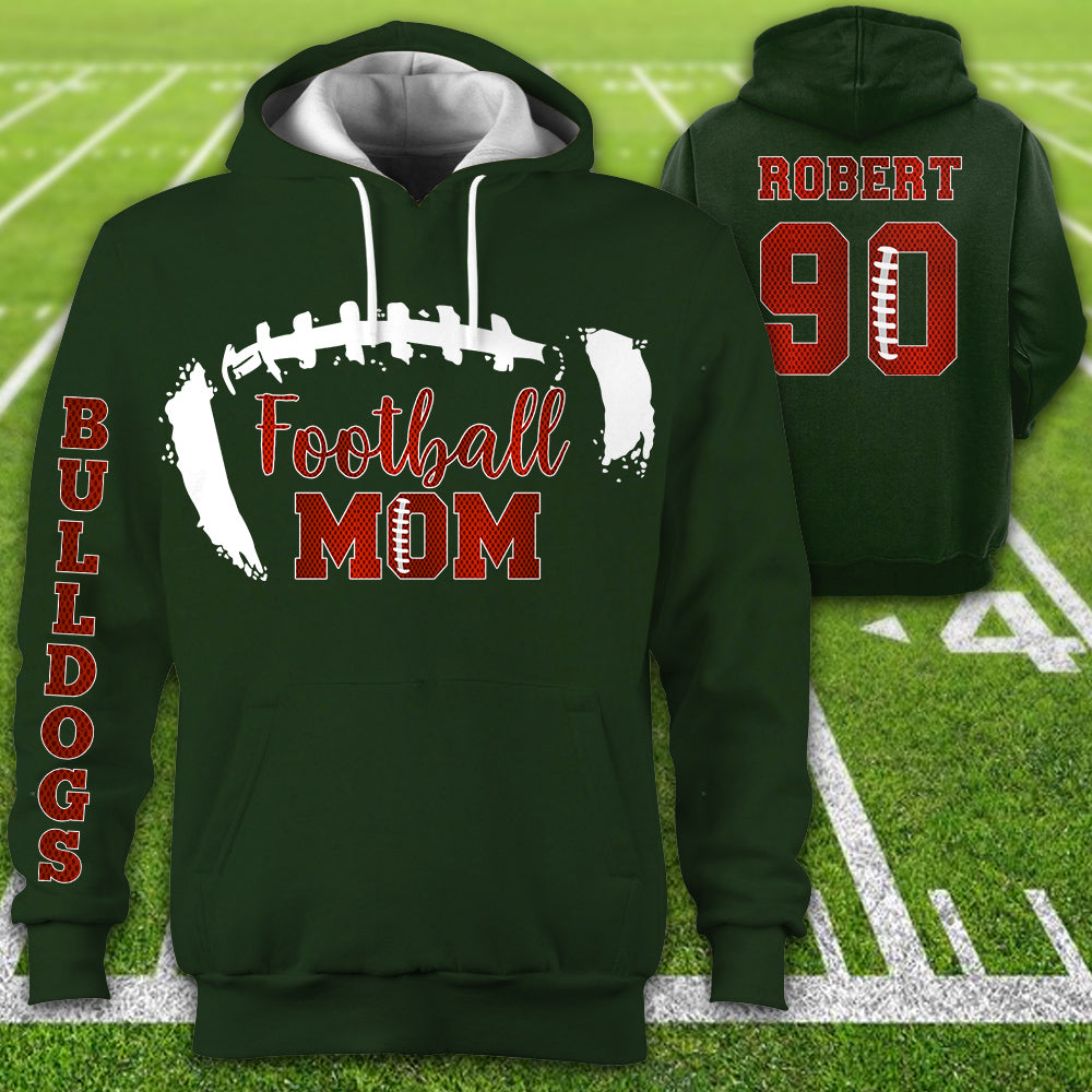 Football Hoodie Football Custom With Number Name Player In Glitter Football Mom All Over Print Hoodie Shirt K1702 3d Hoodie Forest Green S