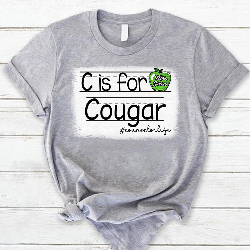 Personalized Cougars Custom Apple Name Teacher T-Shirt