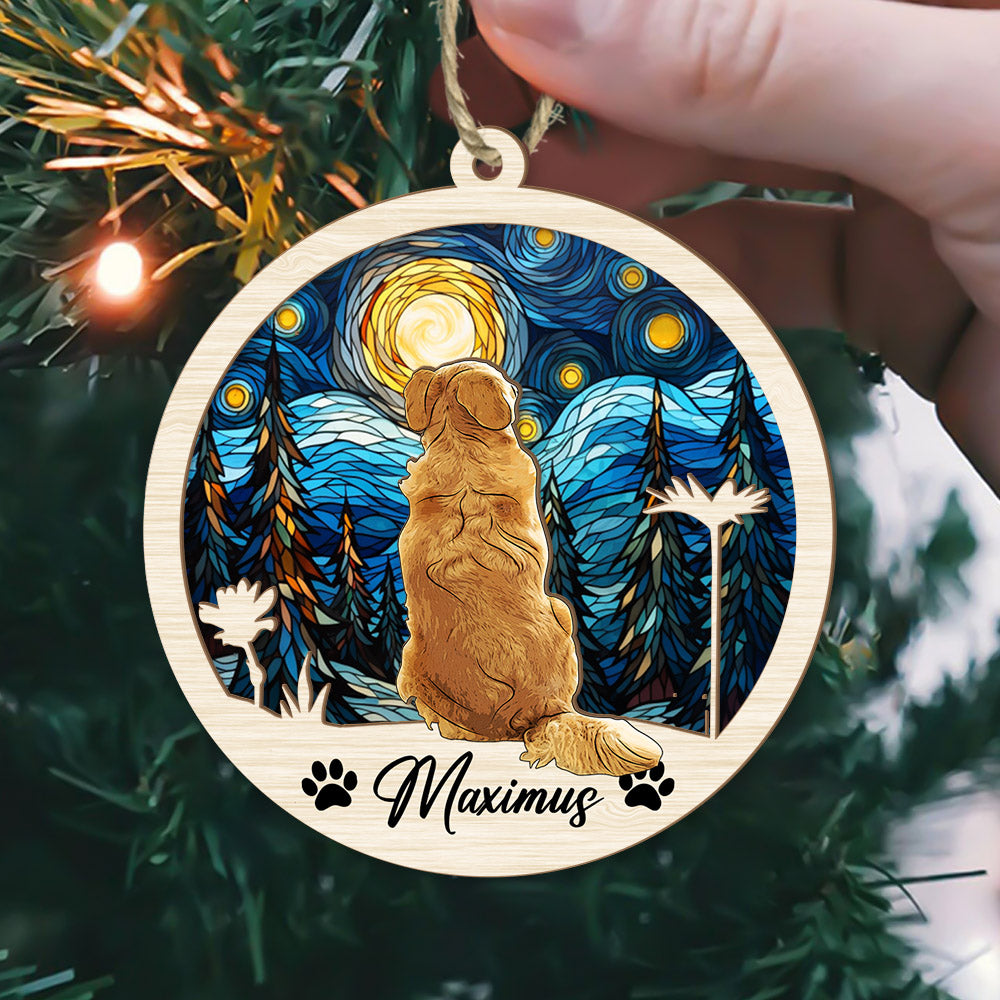 Dog Suncatcher Personalized Ornament, Pet Christmas Ornament, Dog Chirstmas Ornament