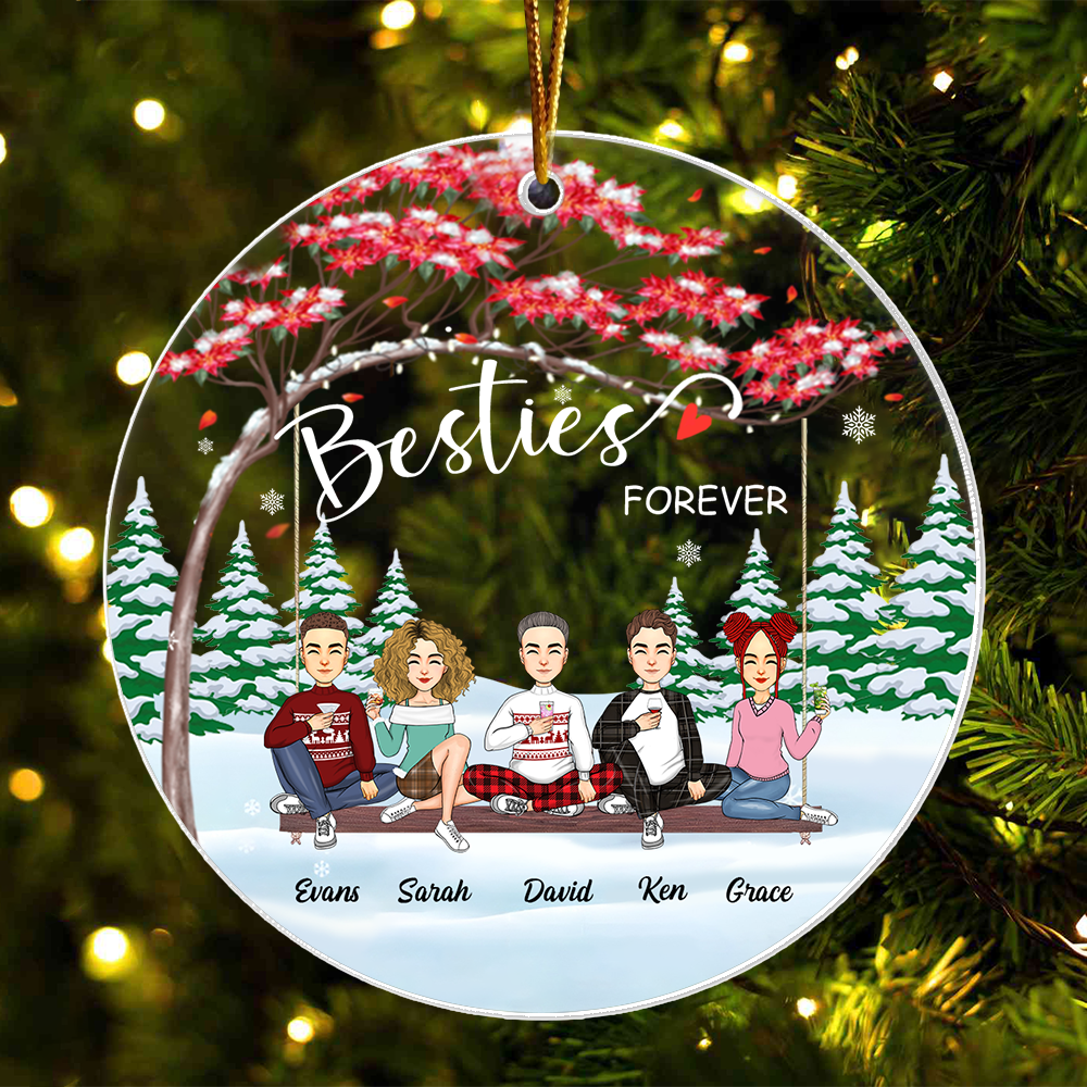Besties forever Personalized Acrylic Ornament Gift For Best Friends NA02