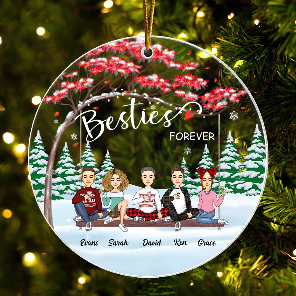 Besties forever Personalized Acrylic Ornament Gift For Best Friends
