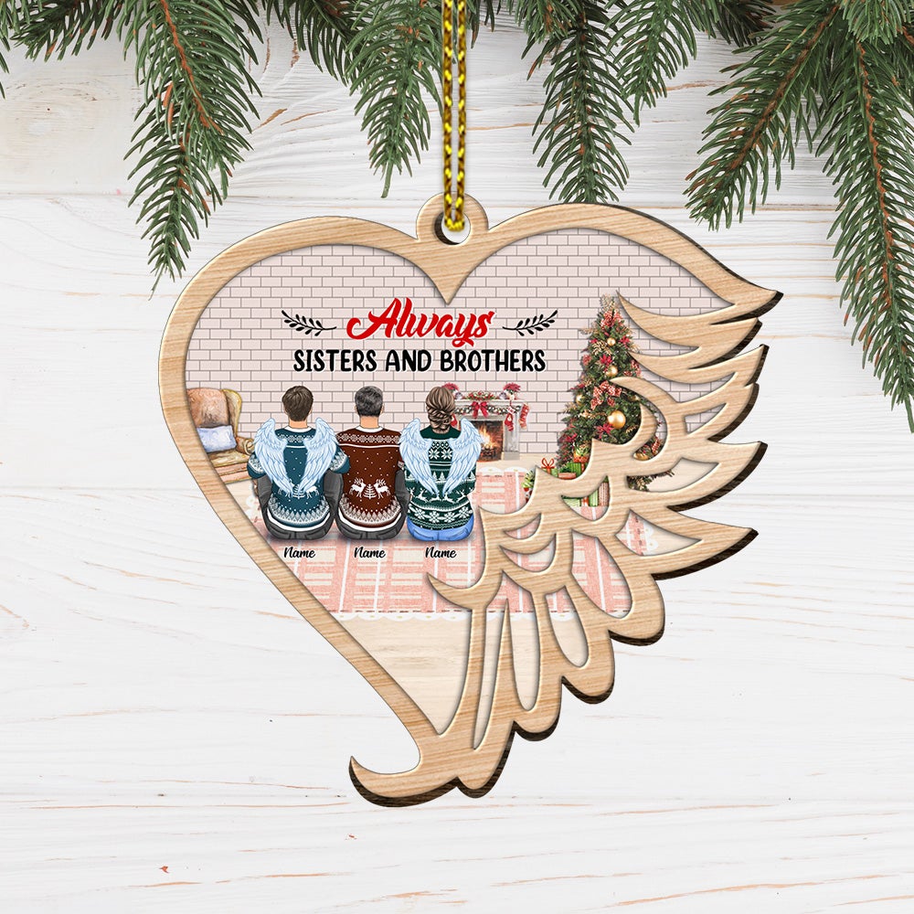 Always Sisters And Brother Angle Wings Personalized Ornament Gift For Sister
