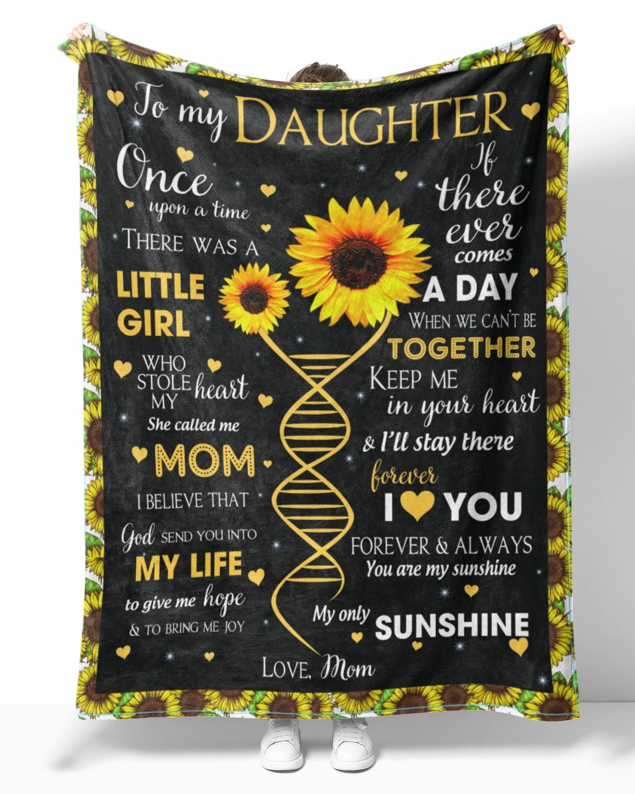 To My Daughter You Are My Sunshine My Only Sunshine Sunflower Custom Blanket Gift For Daughter