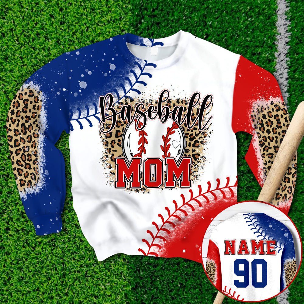 Interest Pod Personalized Shirts Baseball Mom Leopard Bleach 3D All Over Print Shirts for Baseball Mom Grandma HK10