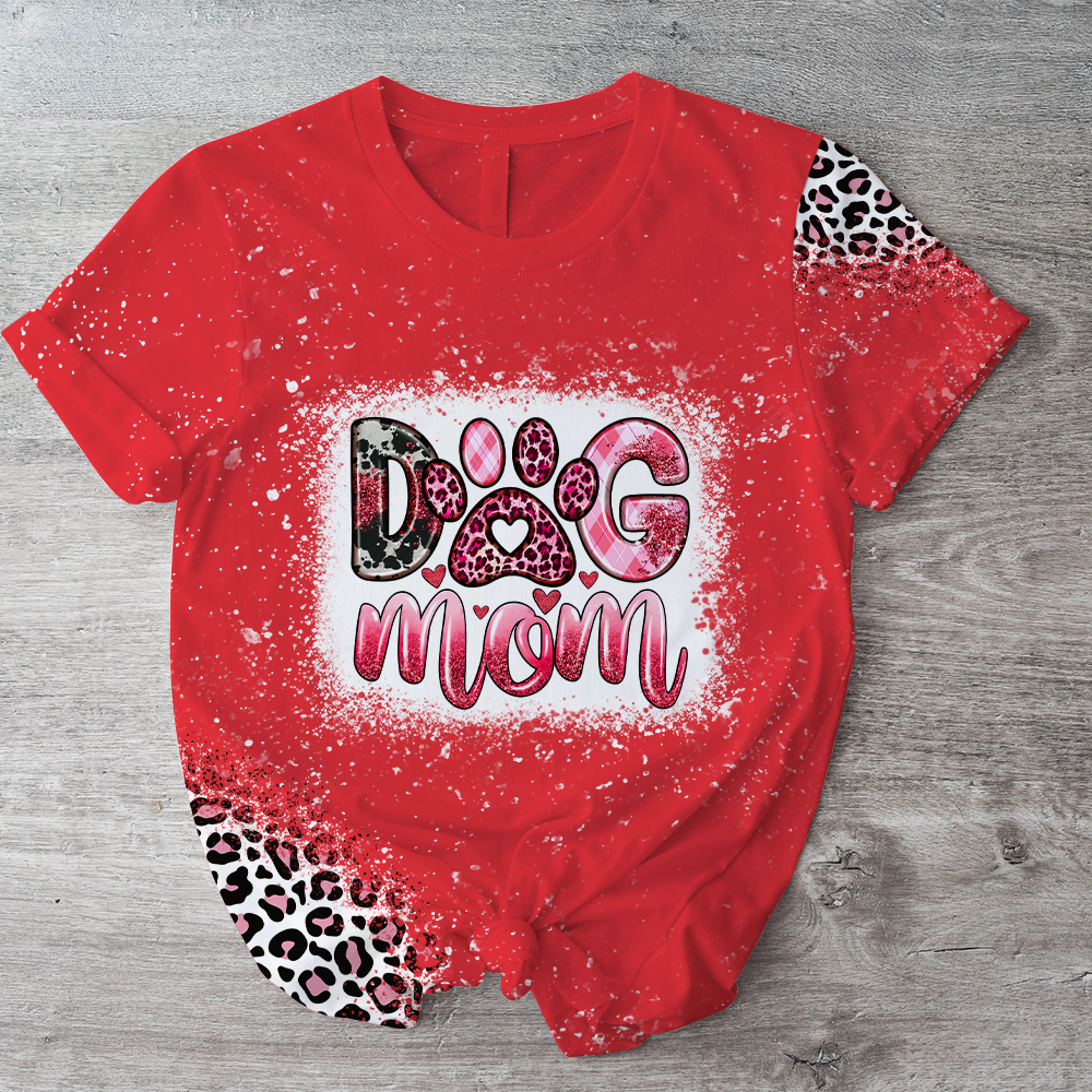Dog Mom All Over Print Bleached Shirts