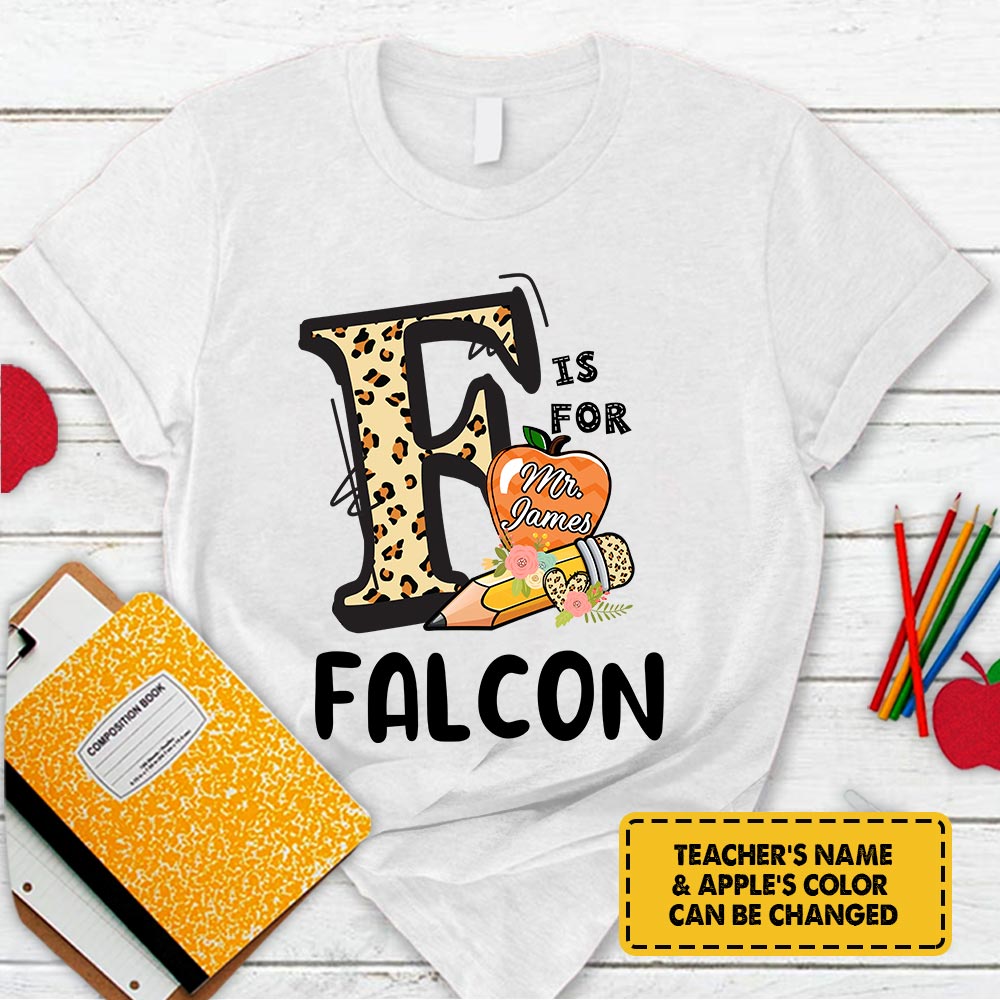 Personalized Falcon Leopard Shirt Teacher T-Shirt