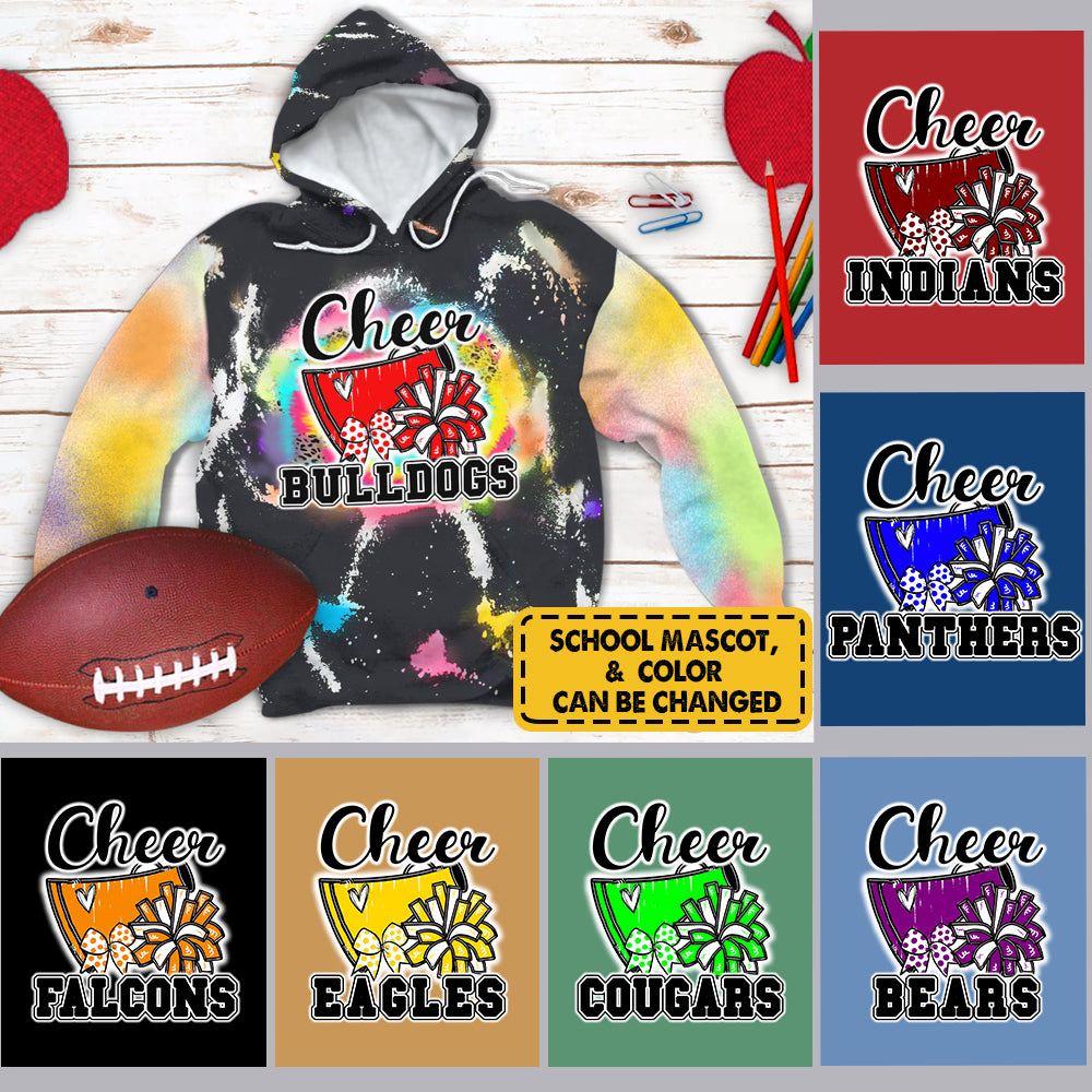 Personalized Cheer School Mascot Pompom Megaphone All Over Print Shirt